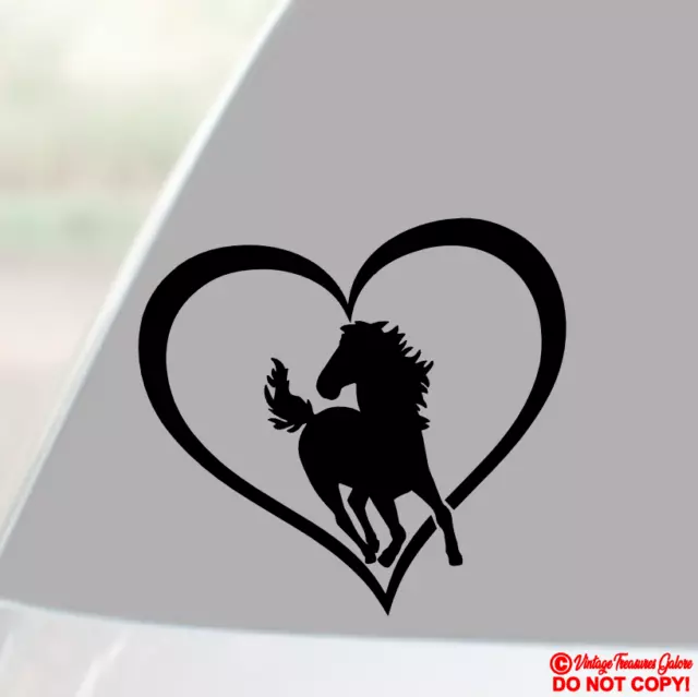 HORSE HEART Vinyl Decal Sticker Car Truck Trailer Rear Window Wall Bumper Laptop