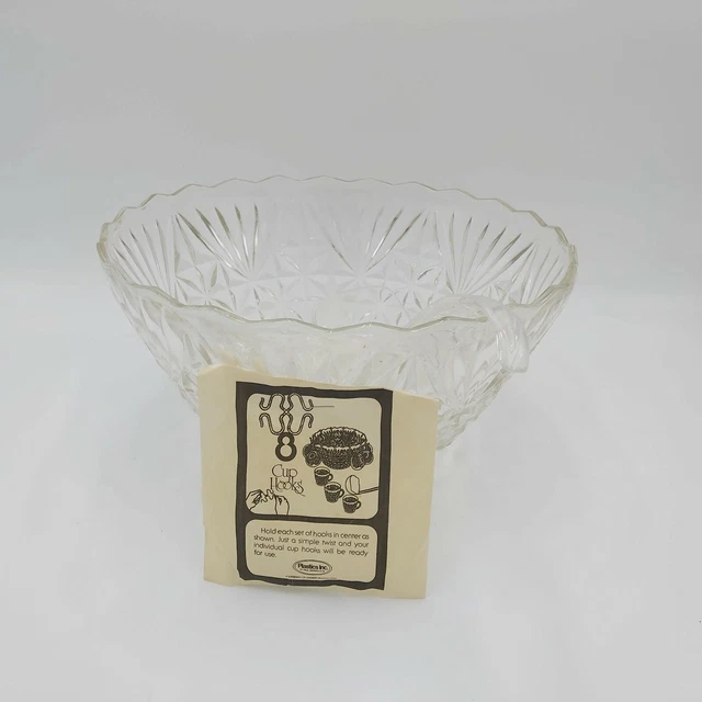 Anchor Hocking Punch Bowl WIth 8 Cups-Hooks-Model Arlington 18 -Original Box