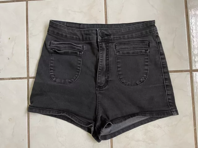 BDG URBAN OUTFITTERS Washed Black High Rise Stretch Cotton Denim Shorts Sz 27