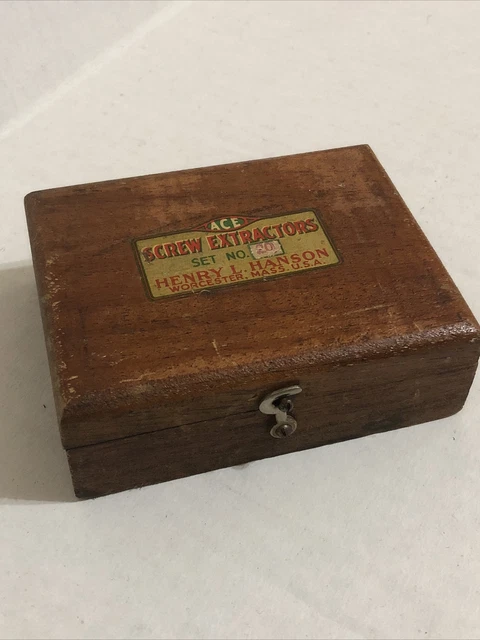 Vintage ACE Screw Extractor Set No 20 by Henry L Hanson in Wooden Box Made USA