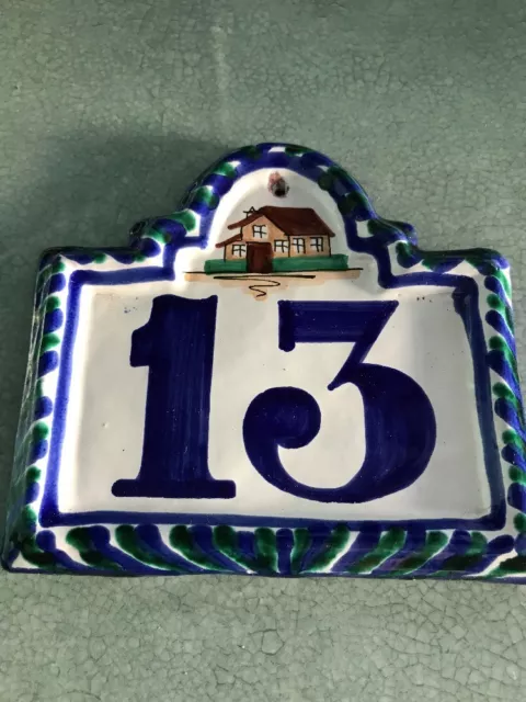 Numéro de maison italienne bleu & blanc peint à la main numéros 1 3 d'Italie