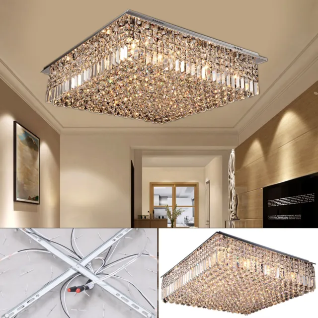 K9 Crystal LED Ceiling Light Flush Mount Lamp Chandelier Fixture Modern Pendant