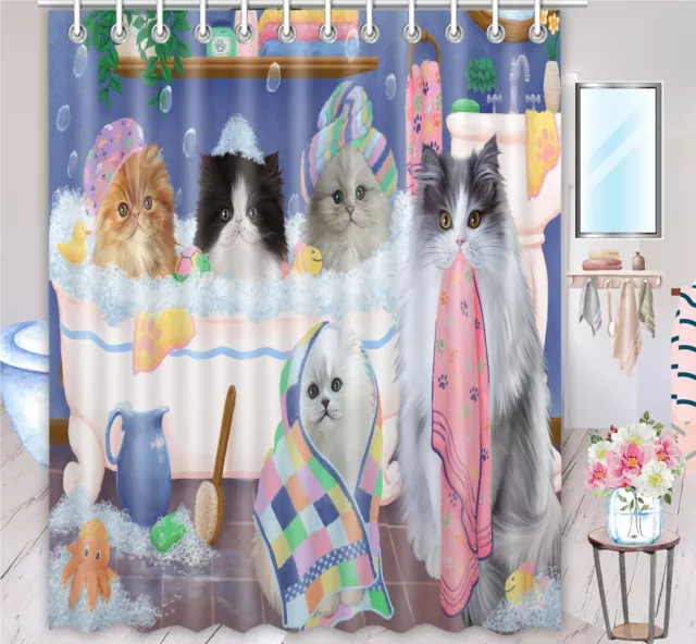 Halloween Persian Cat Shower Curtain Bathtub Screens Personalized Hooks