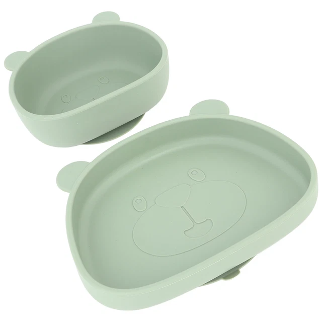 Plato de silicona para bebé con forma de panda de succión 3 piezas para niños para el hogar