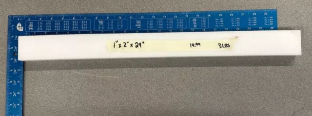 1" Thick DELRIN / ACETAL NAT FLAT SHEET STOCK 1.00" x 2.00" x 24.00"
