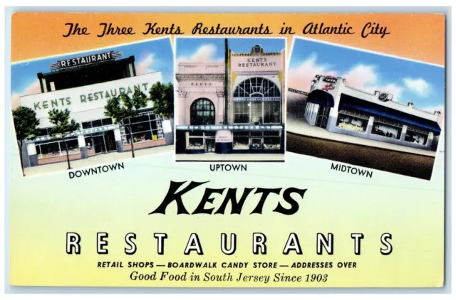 c1950's Kents Restaurants & Shops Multiview Atlantic City New Jersey NJ Postcard