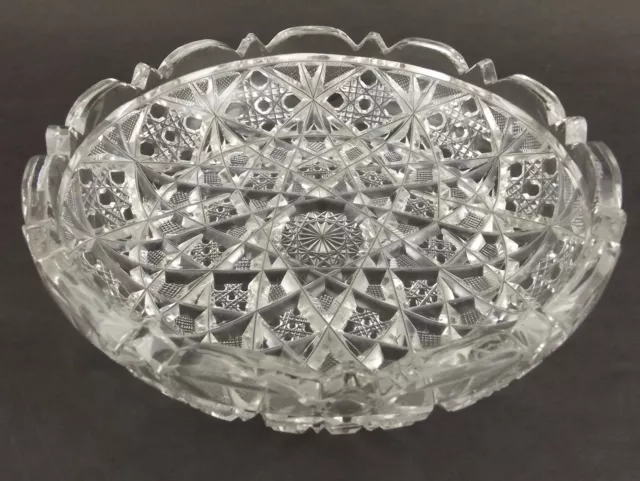 American Brilliant Cut Glass Crystal Bowl Nappy ABP Antique Unsigned