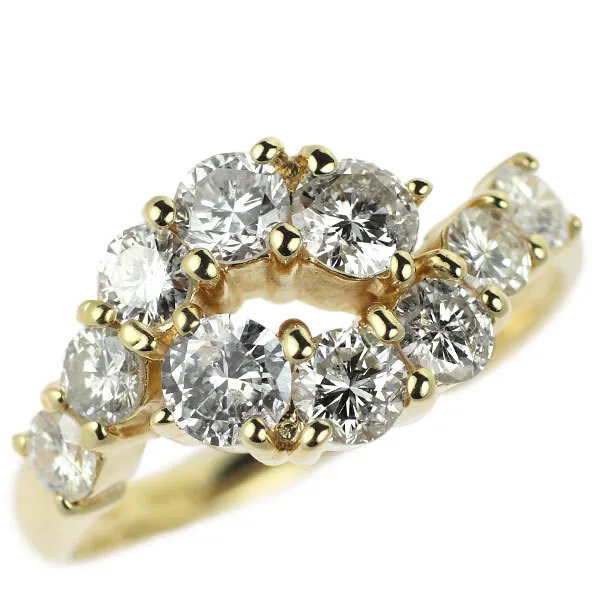 K18YG Diamond Ring 1.06ct - Auth free shipping from Japan- Auth SELBY_JAPAN