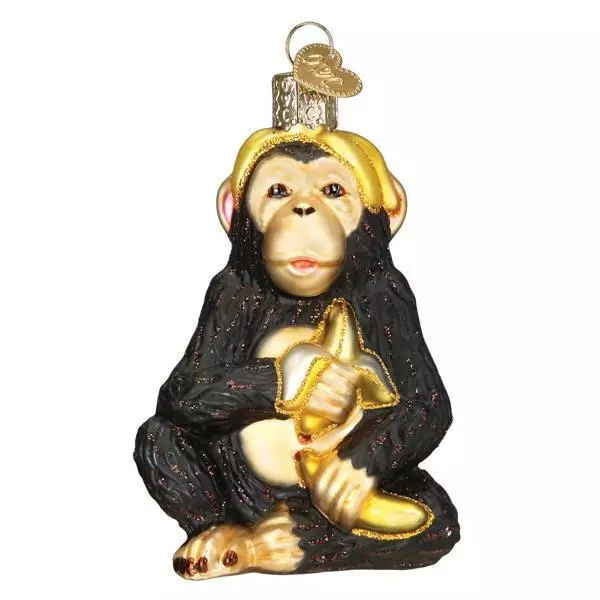 Chimpanzee Monkey Glass Ornament Old World Christmas New