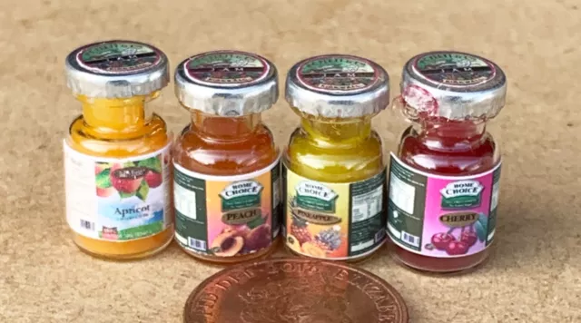 4 Jars Of Assorted Jam Tumdee 1:12 Scale Dolls House Kitchen Preserve Set 2