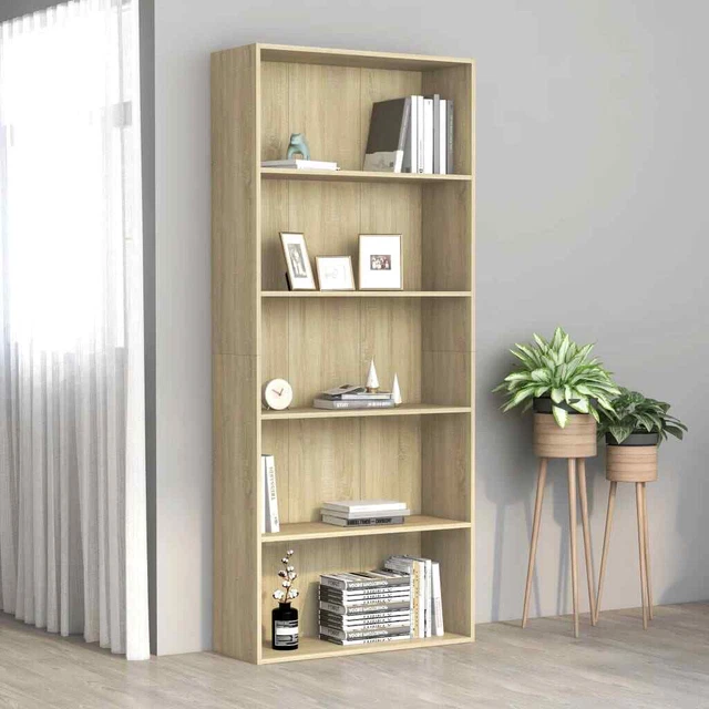Vidaxl Libreria a 5 Ripiani in Rovere Sonoma 80x30x189cm Truciolato