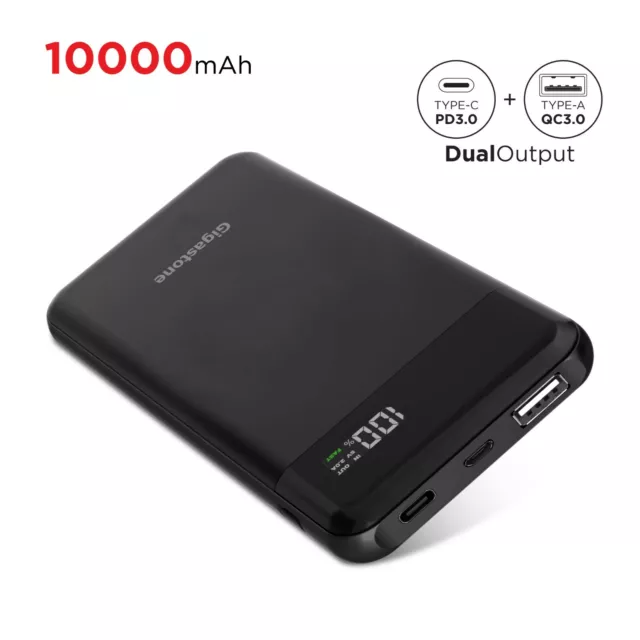 Gigastone Power Bank 10000mAh PD 3.0 Battery Charger for Apple Sony Samsung