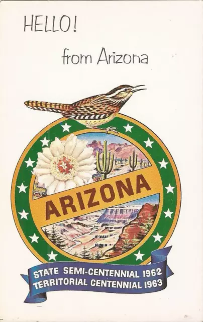 ARIZONA COMMEMORATIVE:  50th Statehood Anniversary - 1962 / 100th US Territory