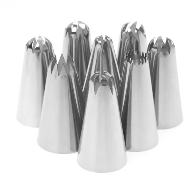 8Pcs Icing Piping Nozzles Tips Stainless Steel Big Size Cake Pastry Decor Tools