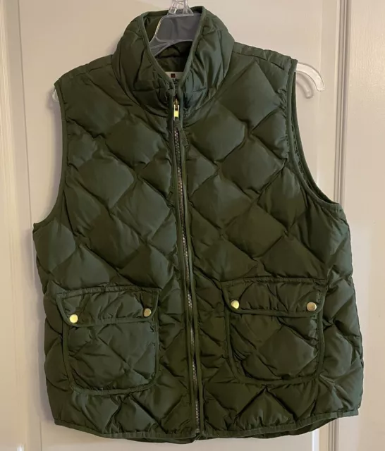 Woolrich Womens Large Quilted Full Zip Green Puffer Down Vest