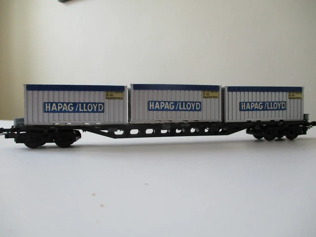 Wagon Plat à Bogies Roco HO 1/87 - Transport De Containers - Vintage Bleu/jaune (4363)