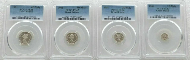 1981 Great Britain Westminster Abbey Maundy Silver 4 Coin Set PCGS PL67-PL63