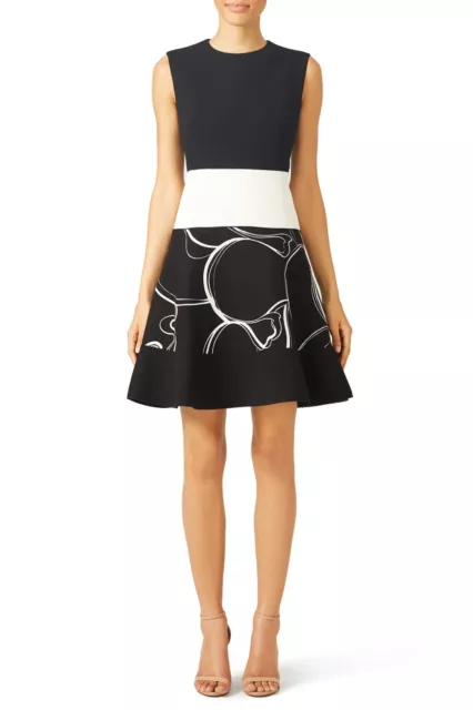 Giambattista Valli Knit Dress Black White Silk Knit Flare SZ 6 US/ 42 EU $2,160