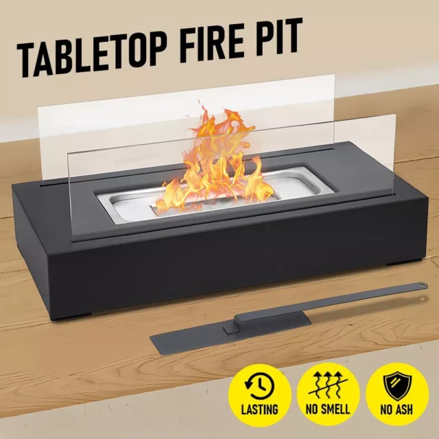 Tabletop Fire Pit Portable Heating Fireplace With Tempered Glass Indoor Outdoor