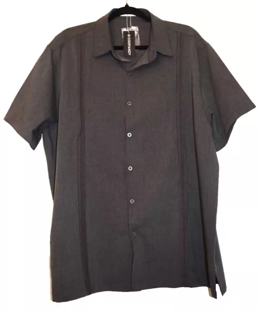 COOFANDY MEN'S SHORT Sleeve Shirt Cuban Beach Gray Size XL New $19.95 ...