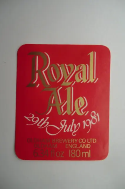 Mint Oldham Brewery Royal Ale 1981 Brewery Beer Bottle Label