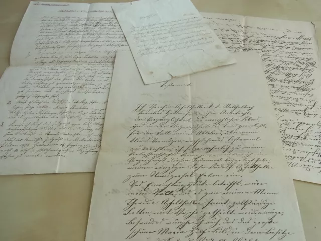 4 Documents Kremsmuenster & Linz 1848-1892, Family Apfelthaller, Wills Etc