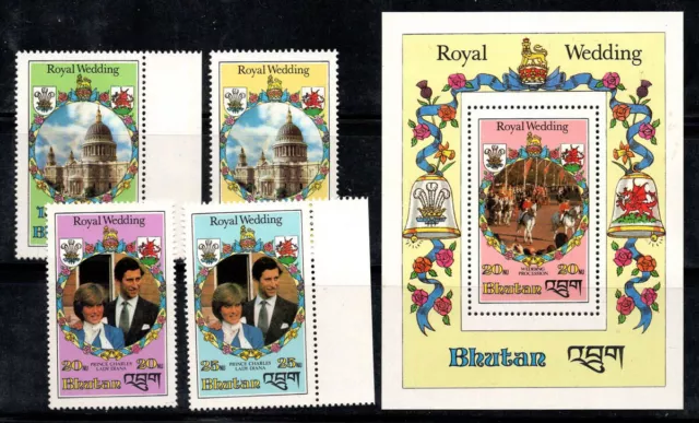 Bhoutan 1981 Mi. Bl. 85, 756-759 Bloc Feuillet 100% Neuf ** Diana, Prince Charle