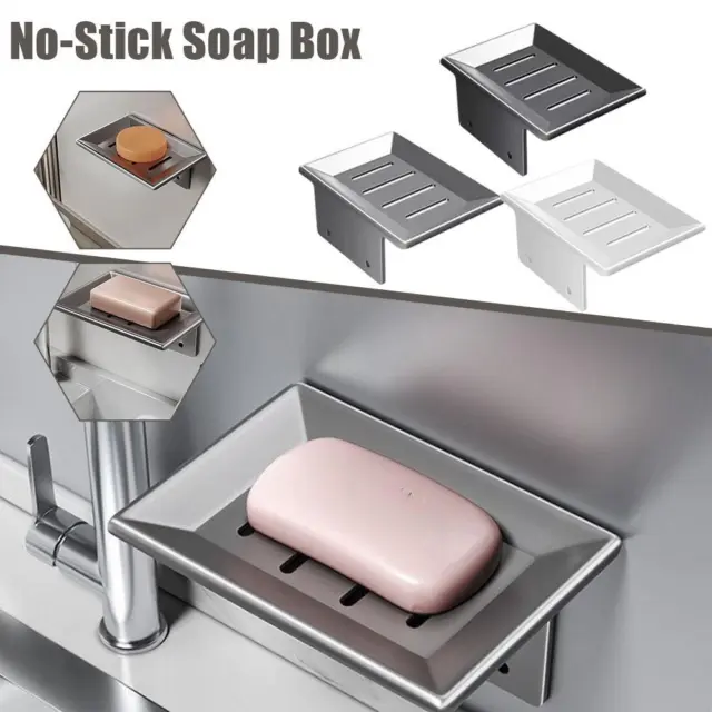 Strong Suction Soap Dish Strong Stick Easy Clean Tray Holder Shower Wall Moun }б