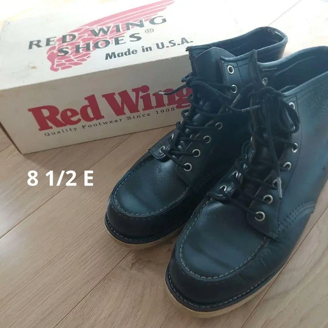 RED WING 8179 Irish Setter Moc Toe Boots Men's US8.5E Black Leather Dog