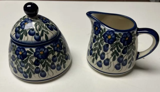 Boleslawiec Polish Pottery Sugar And Creamer Set - UNIKAT