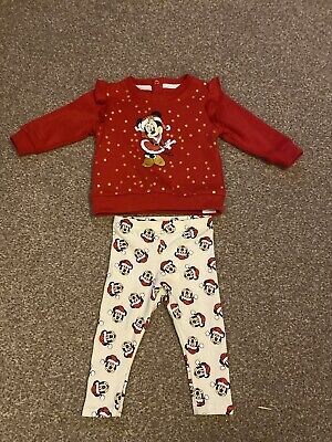 Baby Girls Primark Christmas Minnie Mouse Outfit Set age 6-9months 6-9 months