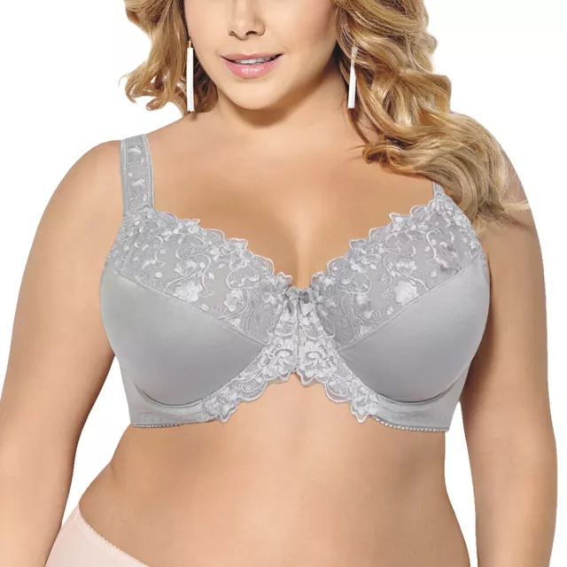 34-48C-J Plus Size Bra Full Coverage Underwire Wide Strap Soft Cup Support  Panel