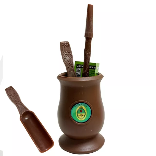 Argentina Mate Calabaza Hierba Plástico Taza de Té Paja Bombilla Kit Auto Limpio