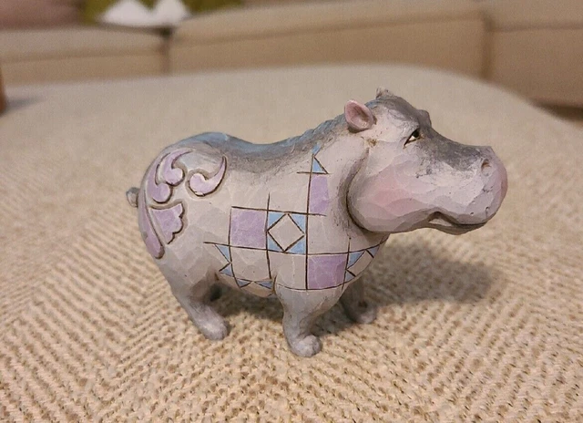 Hand carved hippo hippopotamus figurine 4" x 2.75"