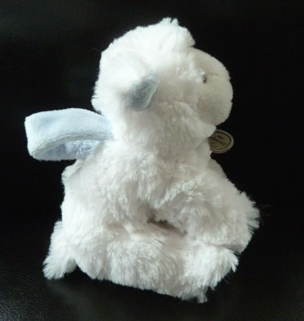 38. DOUDOU ET COMPAGNIE MOUTON BLANC BLEU ATTACHE TETINE 13cm - EXCELLENT ETAT