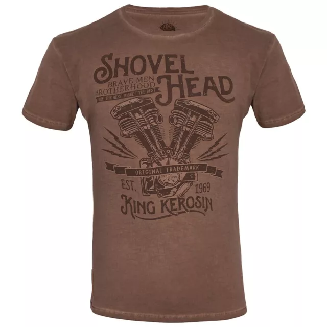 King Kerosin Oilwashed T-Shirt - Shovel Head Braun