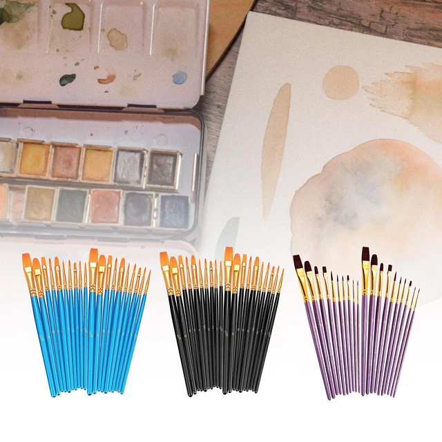 20 pennelli per pittura ad olio per acquerello, manico in legno, set di