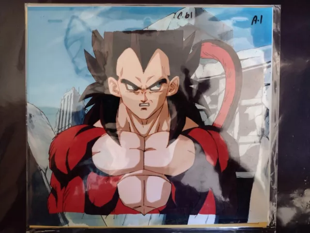 Dragon Ball Z by Toei Animation Co., Ltd. Super Saiyan Goku in Saiyan  Battle Armor PAN Animation Cel with Hand-painted Original Background  穿撒亞人戰鬥服的超級撒亞人孫悟空（移動定位