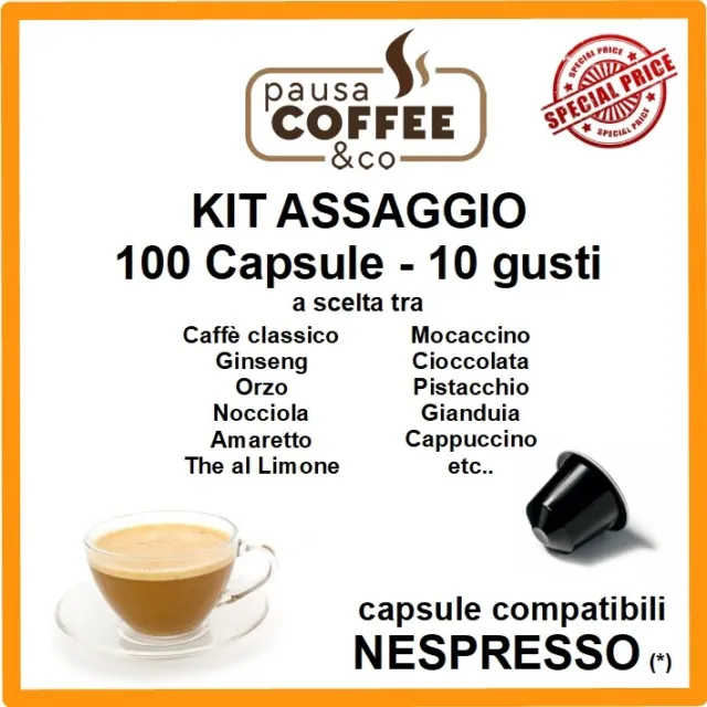 KIT ASSAGGIO 100 capsule NESPRESSO: Caffè, Ginseng, Nocciola, Pistacchio,etc