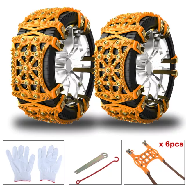 6 pcs Universal Car Snow Anti Slip Tire Chains Emergency For Cars SUV Trucks ATV