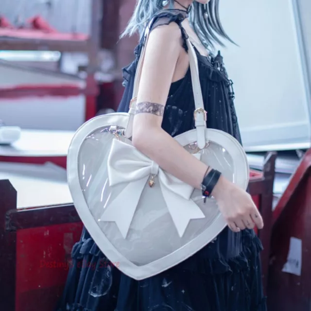 Lolita Heart Shape Itabag Transparent Bag Cute Shoulder Messenger Bag Tote Bag