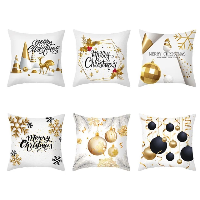 Carré Taie d&#39;oreiller Housse de coussin Lin Taie d&#39;oreiller de Noël