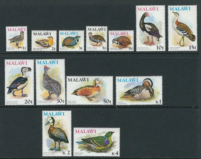 Malawi 1975 Vögel Dauermarken Lang Set Komplett (Scott 233-45) VF MNH