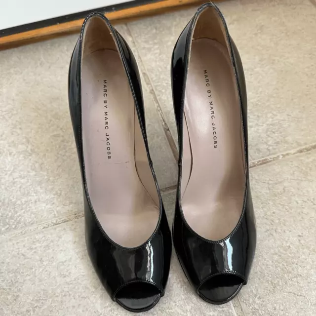 MARC BY MARC JACOBS Black Patent Leather Open toe high heels heel Shoes ...