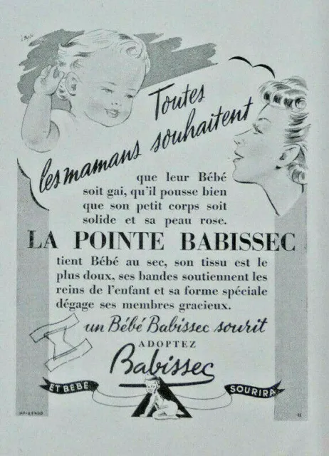 Publicité De Presse 1949 La Pointe Babyssec Couche Pour Bébé Au Sec