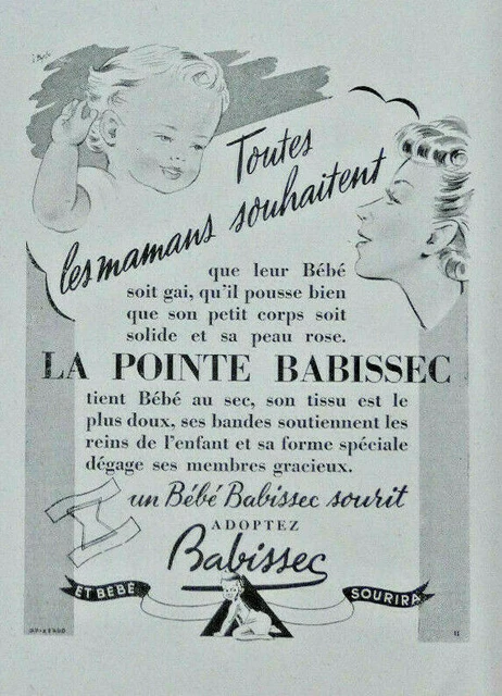 Publicité De Presse 1949 La Pointe Babyssec Couche Pour Bébé Au Sec