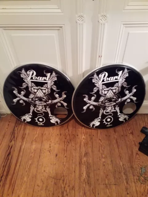 2x 24" Pearl Bass Drum Fell,Frontfell Heavy Metall,Schlagzeug Drumhead,Resofell