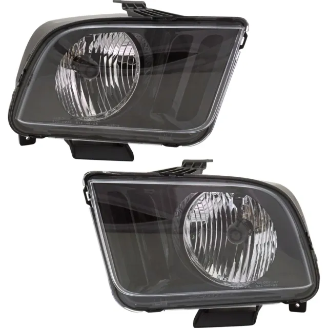 For 2005-2009 Ford Mustang S197 Pair Black Housing Clear Corner Headlight/Lamp