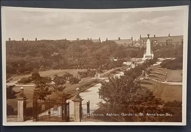 St Annes On Sea Postcard C1925 Lancashire Ashton Garden Entrance Gate Real Photo