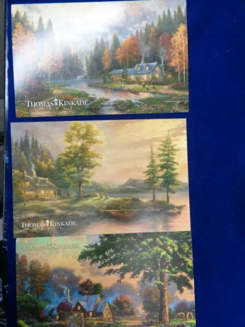 Thomas Kinkade Postcards Morning Light,Simpler Times II, Evening at Autumn Lake